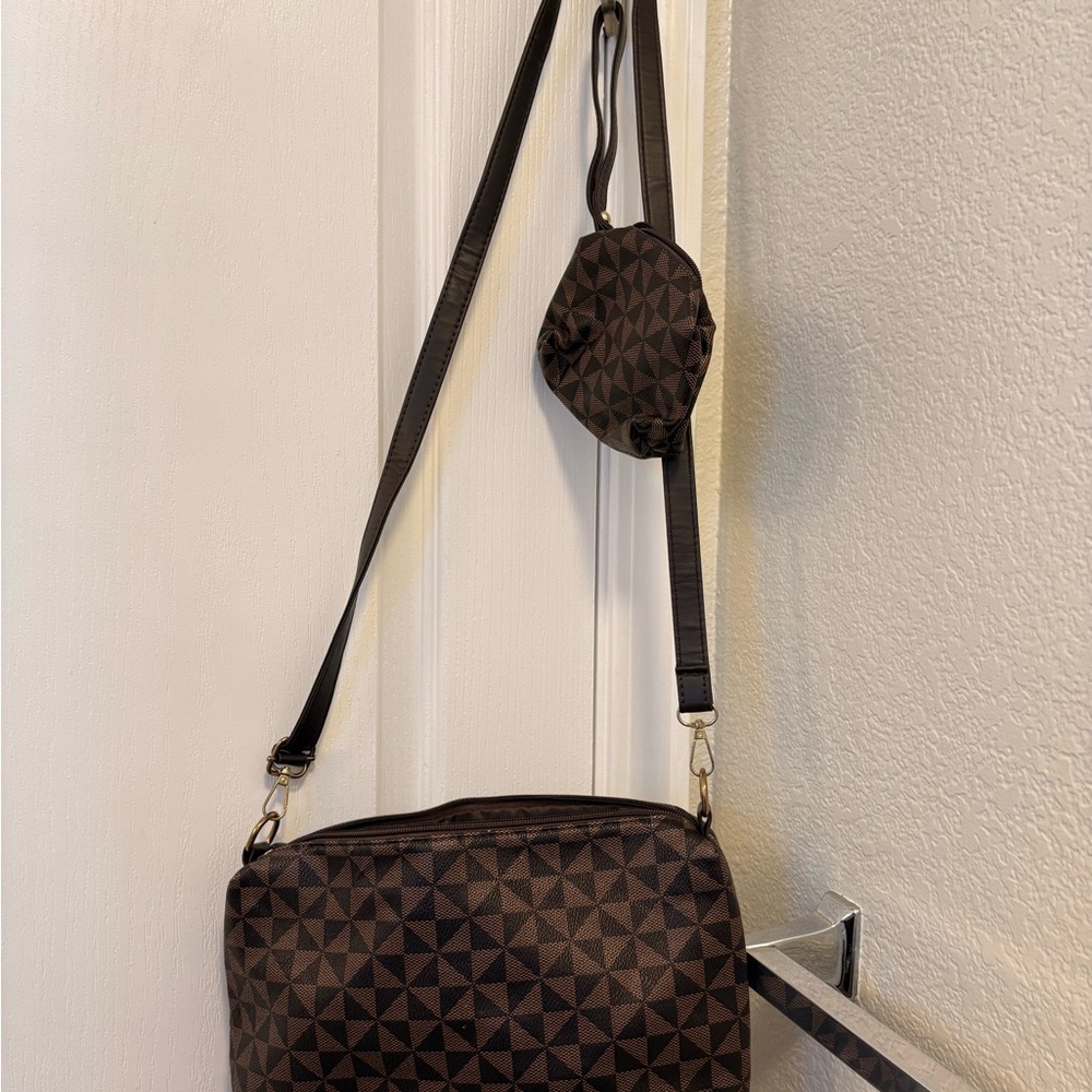 Elegant Brown Geometric Women's Bag Set
